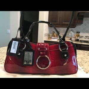 NWT: Bobby Schandra Red/Black Paten leather bag